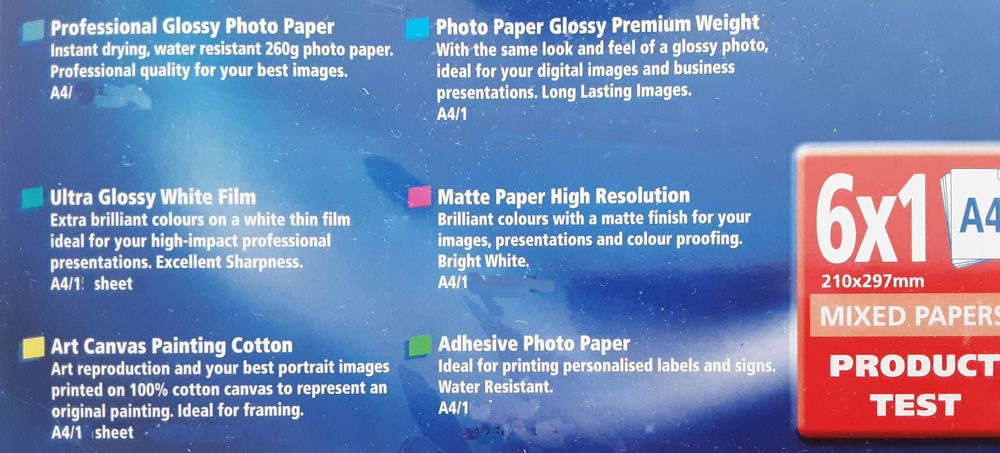 6 feuilles A4 de papiers photos d'usages diff&eacute;rents Matériel informatique