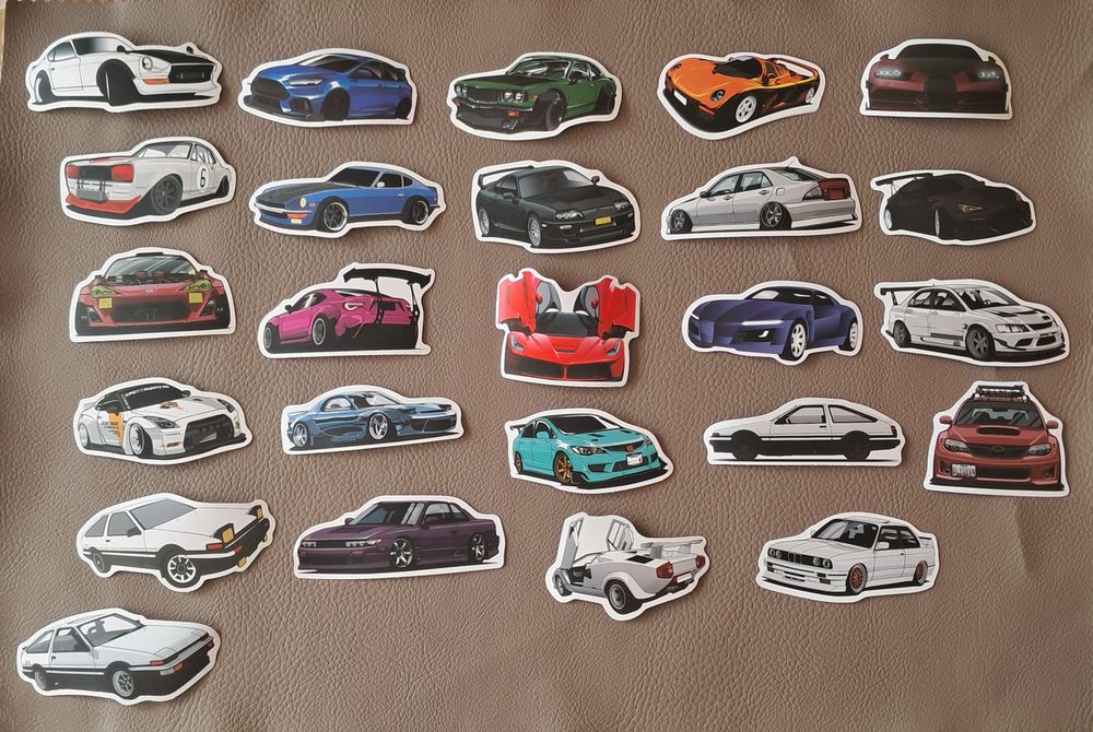 lot de 25 stickers autocollants voiture de sport 
divers 