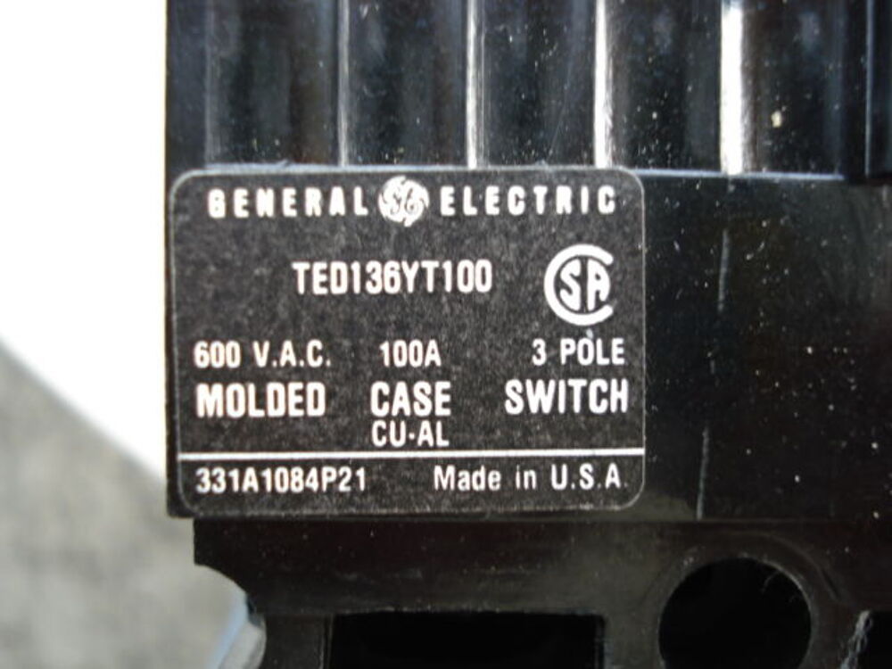 Disjoncteur General Electric 100A 600VAC triphas&eacute; Bricolage
