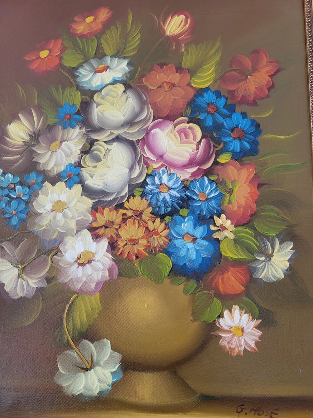 Tableau peint bouquet de fleurs de l'artiste G.Mose Décoration