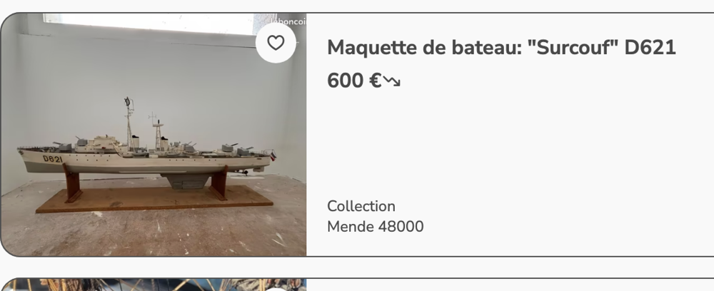 Maquette Escorteur Le Surcouf 