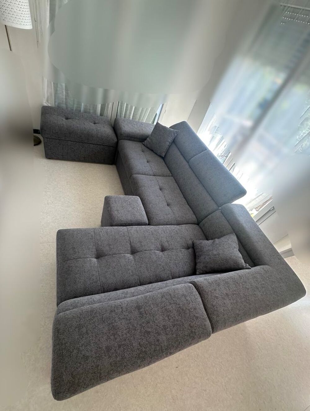 Canap&eacute; d'angle gauche gris convertible Meubles