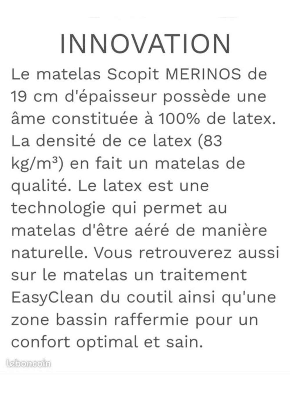 Matelas M&eacute;rinos Scopit en latex neuf Meubles