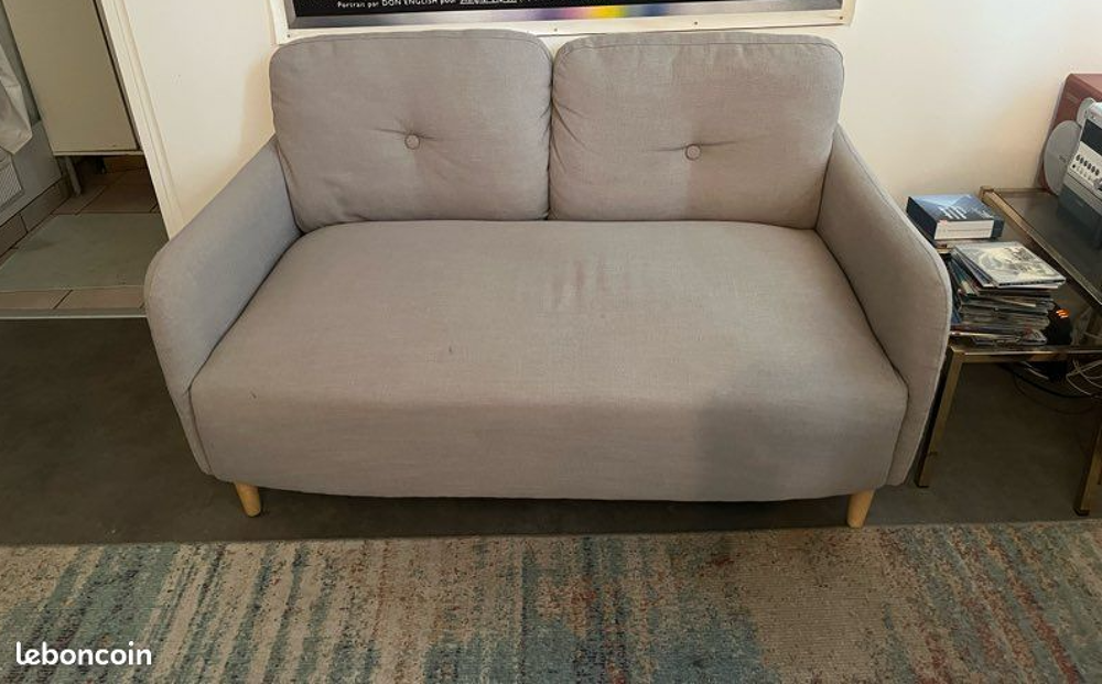 Canap&eacute; 2 places gris clair La Redoute Int&eacute;rieurs bon &eacute;tat Meubles