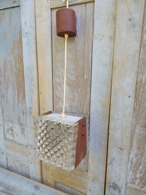 Lampe Suspension Bois et Verre Design Vintage Scandinave 75 Loches (37)