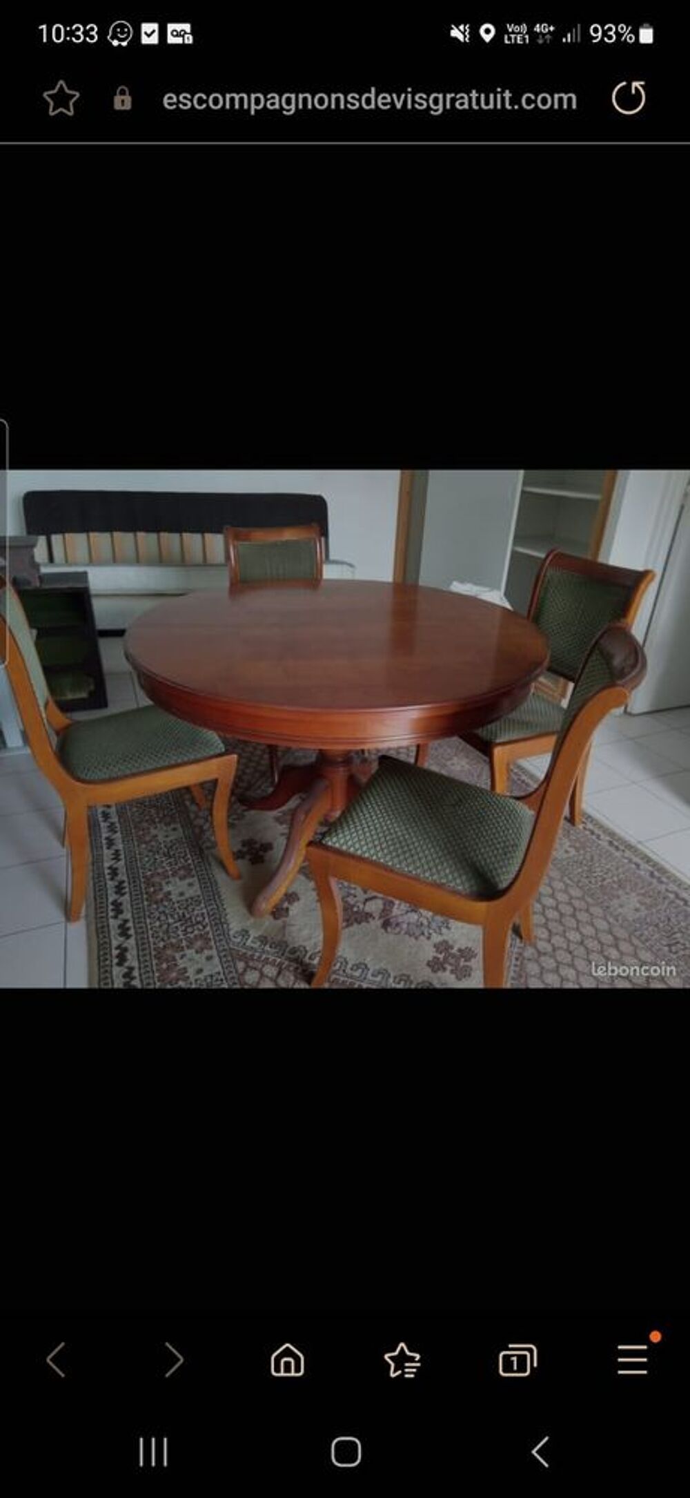 Table et commode en bois noble et ses 4 Chaises Meubles