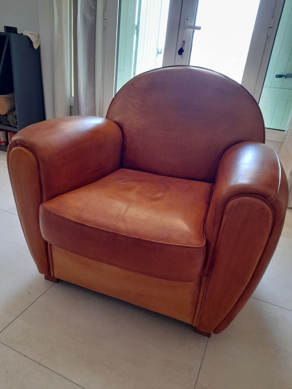 Canap&eacute; 2 places , fauteuil et pouf cuir basane cleyborne Meubles