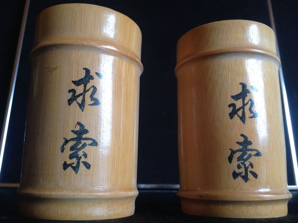 DEUX VASES OU POTS &Agrave; CRAYON BAMBOU MOTIF PEINT Envoi Possibl Décoration