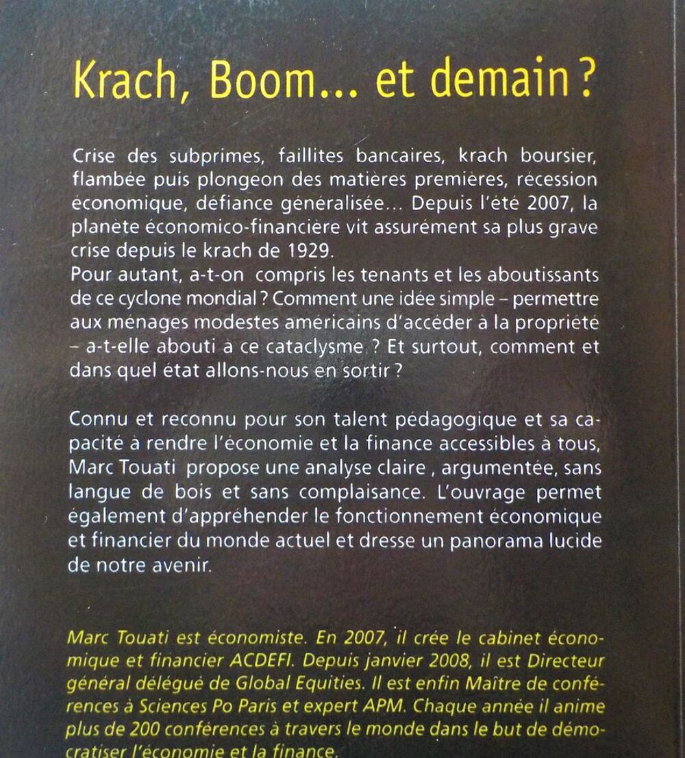 KRACH, BOOM... ET DEMAIN ? par Marc TOUATI Ed. Dunod Livres et BD