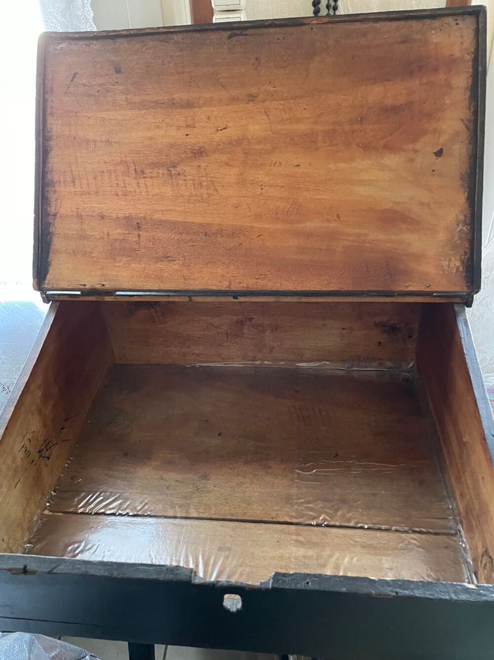&agrave;‰critoire /bureau haut &eacute;colier en bois noirci - vintage Meubles