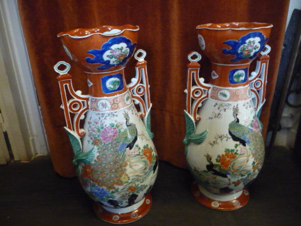 paire de grands vases Imari Japon Meiji Décoration