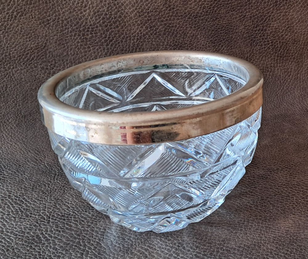 pot &agrave; biscuits vintage en verre cisel&eacute; motifs g&eacute;om&eacute;triques Décoration