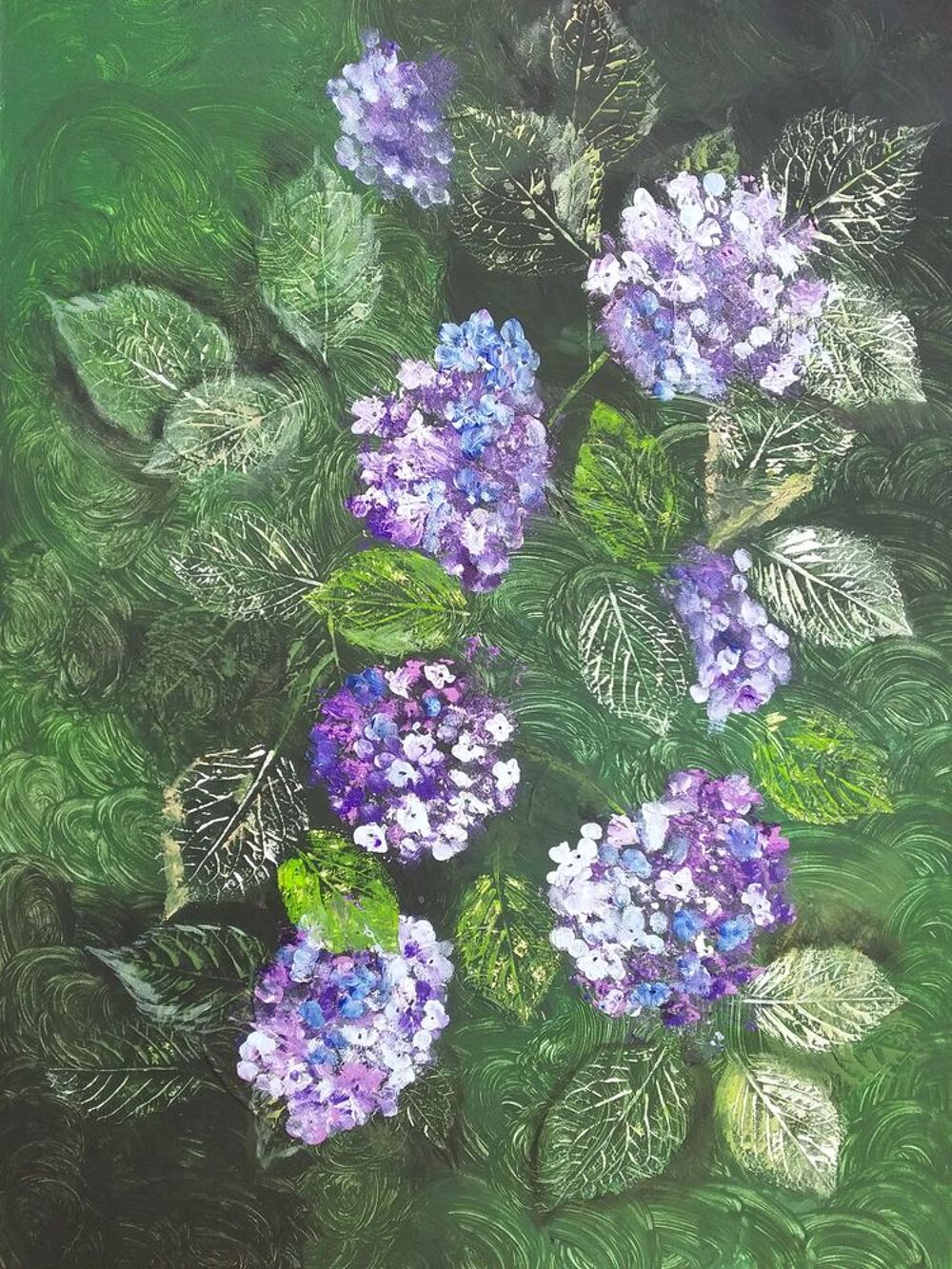 Cadre de fleurs hortensia en alu dor&eacute; Décoration