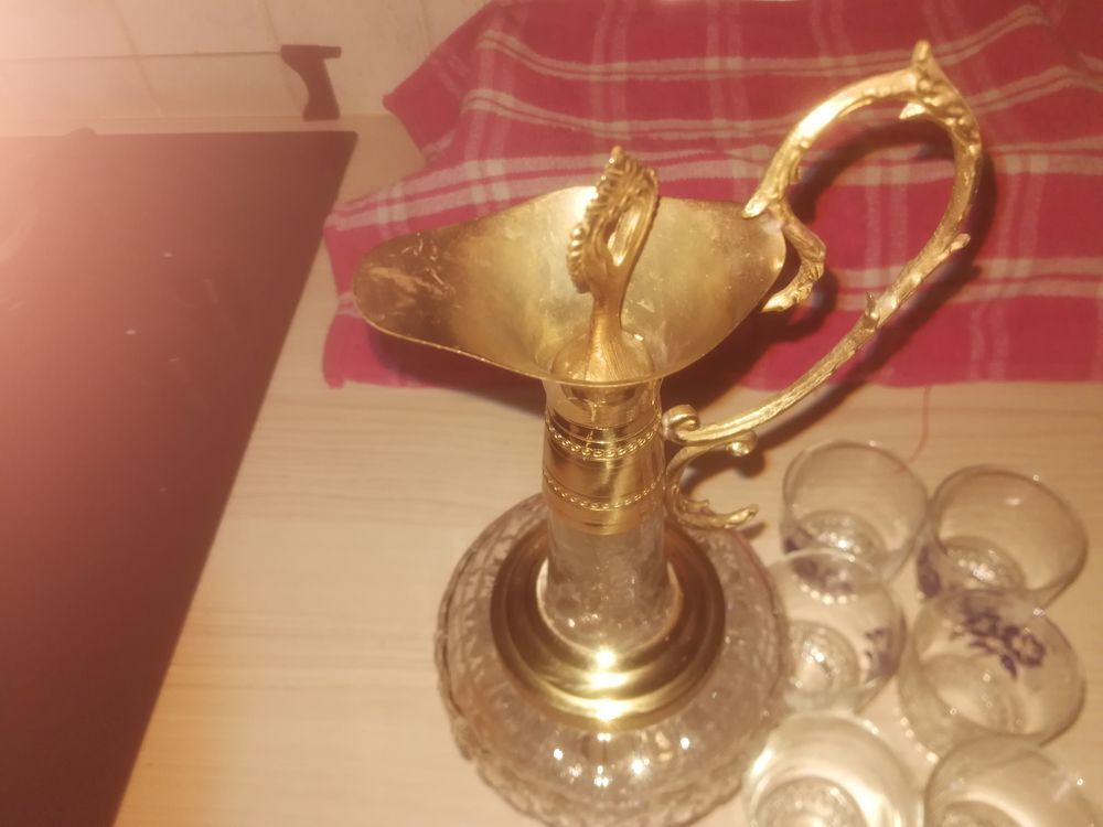 Pichet &agrave; liqueur et 6 verres Décoration