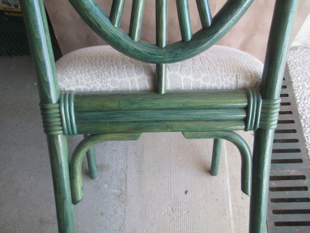 Buffet en osier et bambou laquage vert bleut&eacute; Meubles