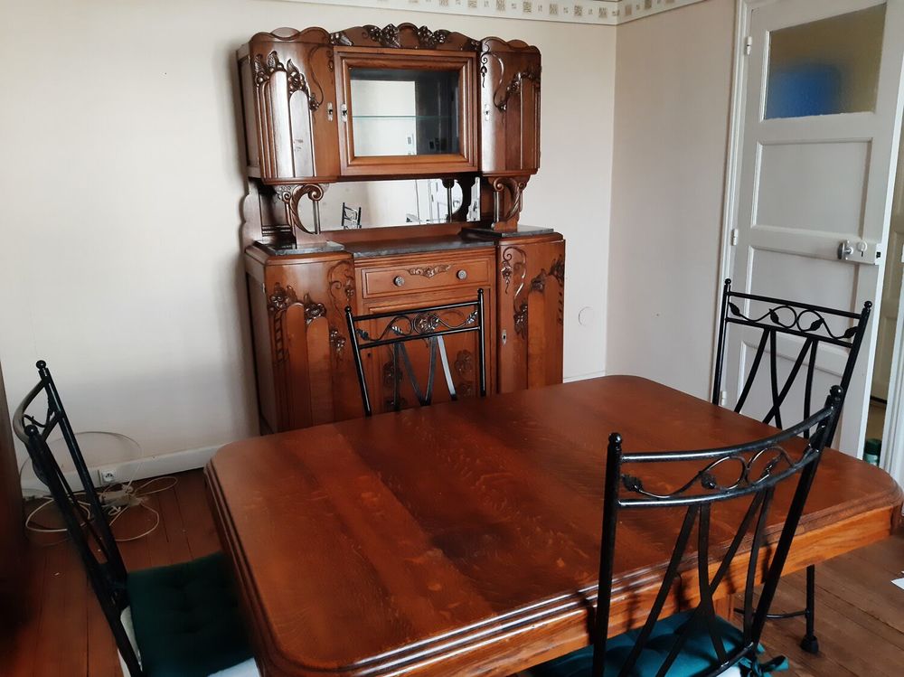 salle &agrave; manger bois sculpt&eacute; vernis Meubles