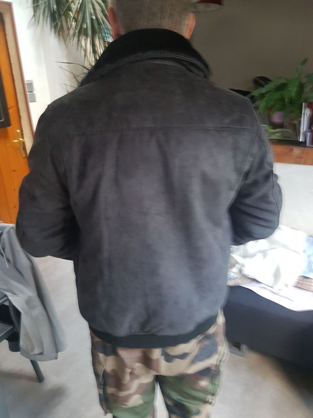 BLOUSON EN DAIM XL gris Vêtements