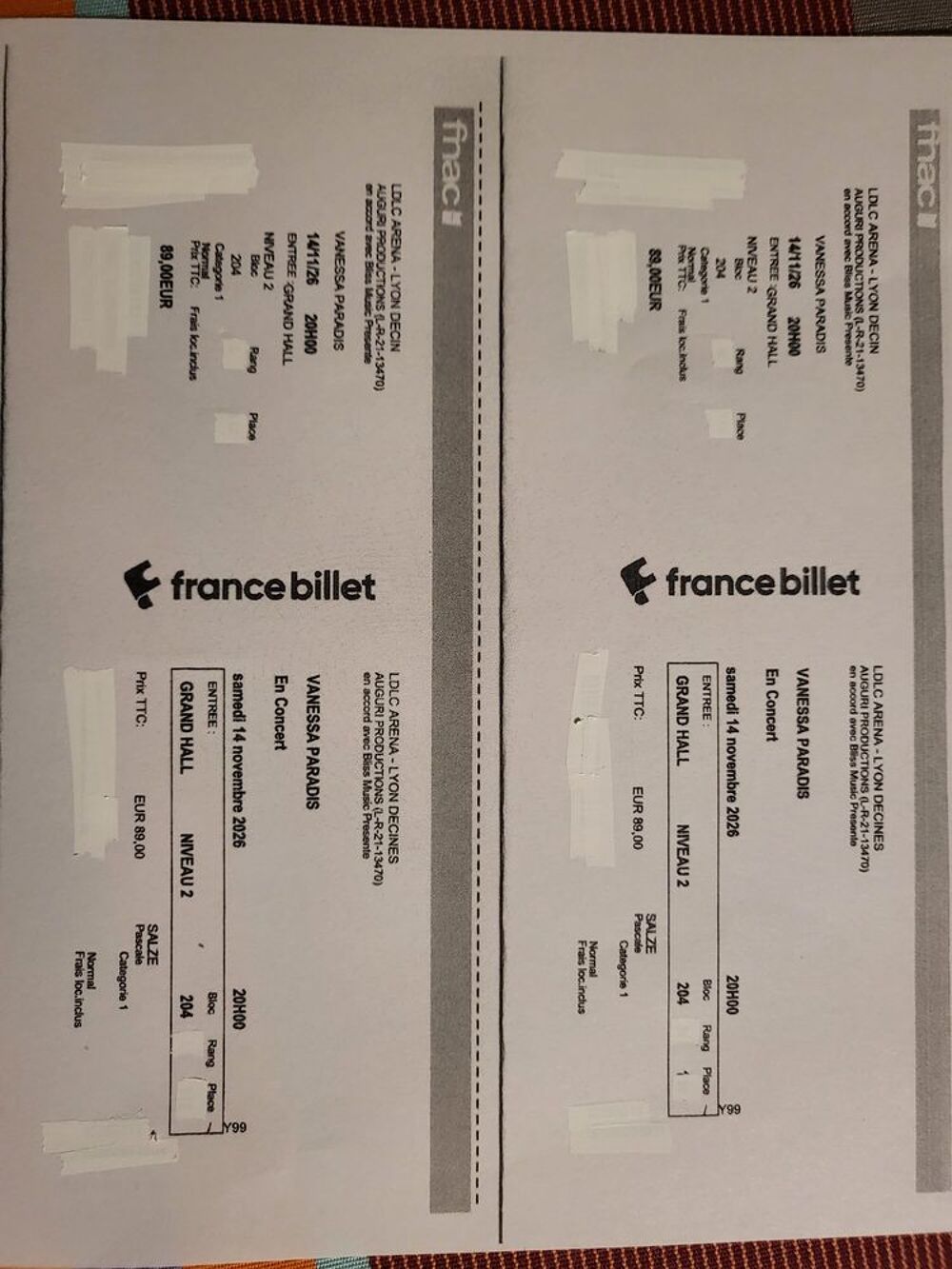 Concert Vanessa paradis Lyon 2026 Billetterie