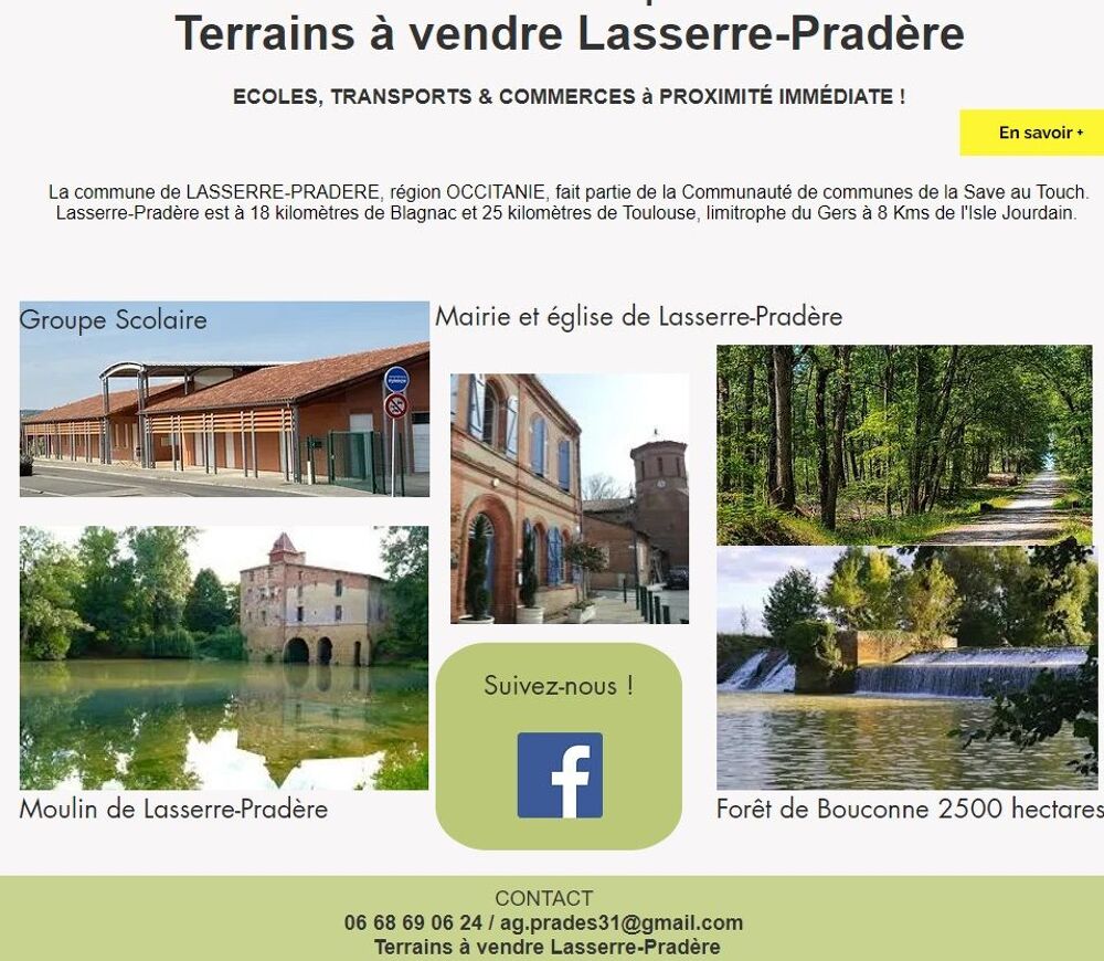 Vente Terrain TERRAIN A BATIR 524 m2 village LASSERRE-PRADERE Lasserre