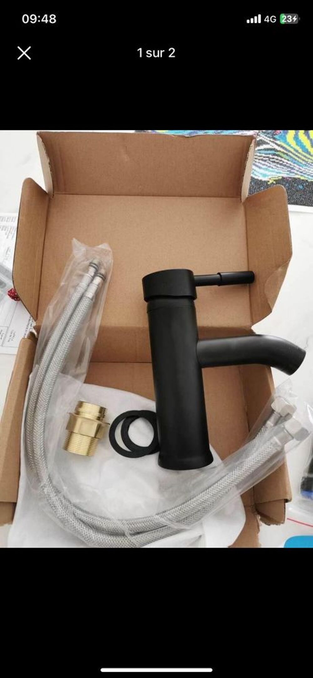 Robinet de salle de bain noir neuf dans son emballage d'origine (eau chaude et froide) Meubles