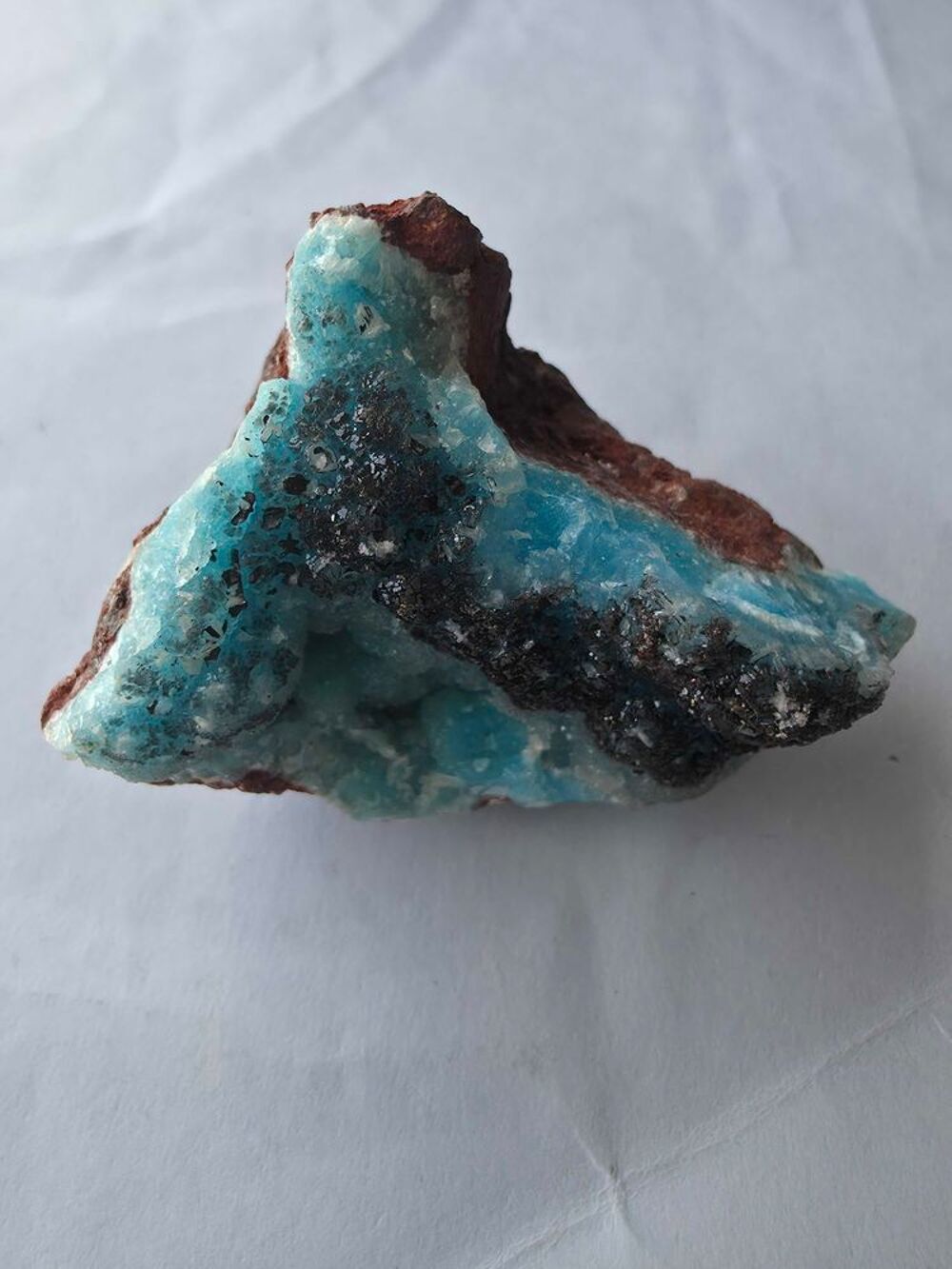 Min&eacute;ral H&eacute;mimorphite Bleue sur Matrice-Katanga, RDC-75g 