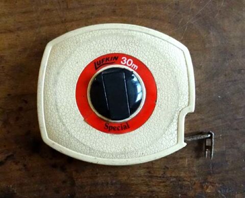 M�tre ancien � ruban enrouleur Lufkin 30 m, TBE 14 Paris 4 (75)