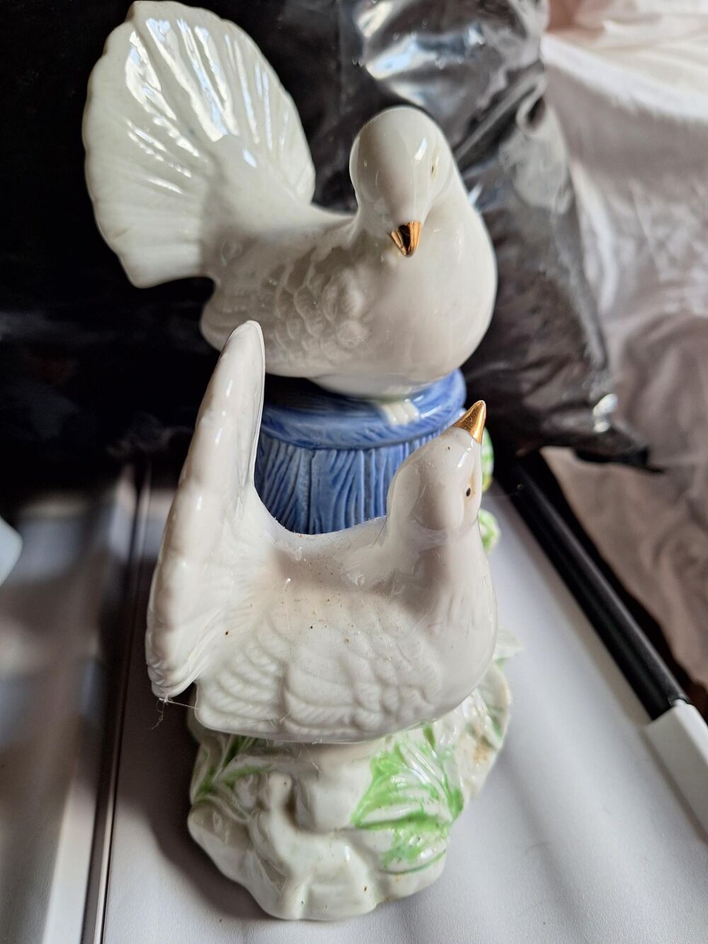 Bibelot - adorables colombes en duo amoureux Décoration