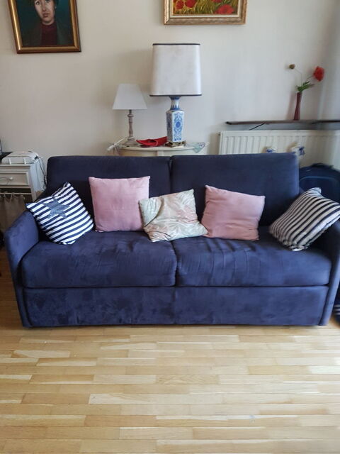 canape convertible 3 places tissu  microfibre bleu nuit 350 Gennevilliers (92)