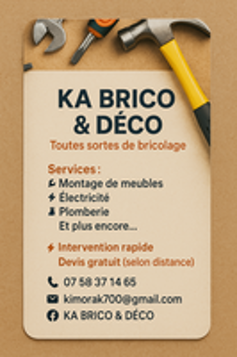   Bricoleur, homme à tout faire. ???
07 58 37 14 65 ?? 