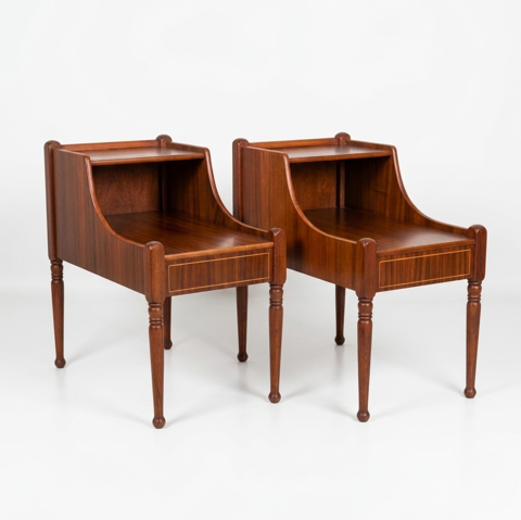 Paire de tables de chevet danoises scandinaves en acajou Malataverne (26)