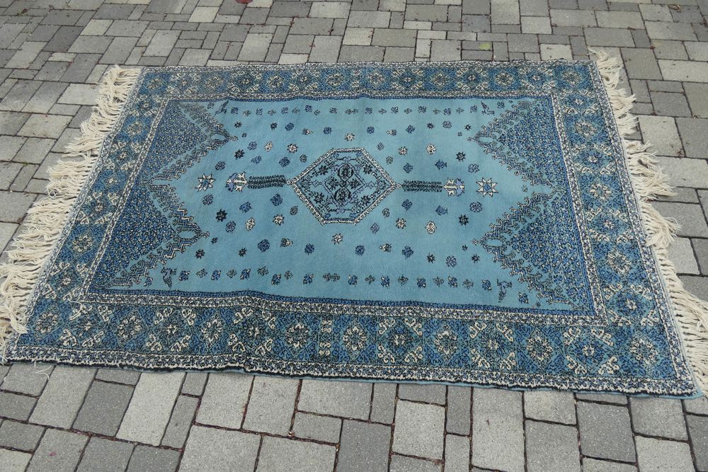tapis laine bleu Décoration
