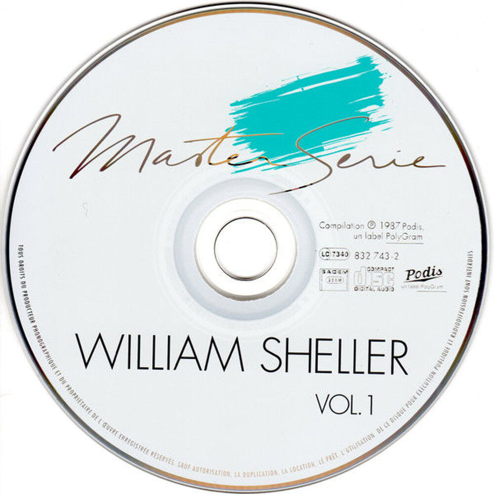 cd William Sheller ?? Master Serie Vol.1(etat neuf) CD et vinyles