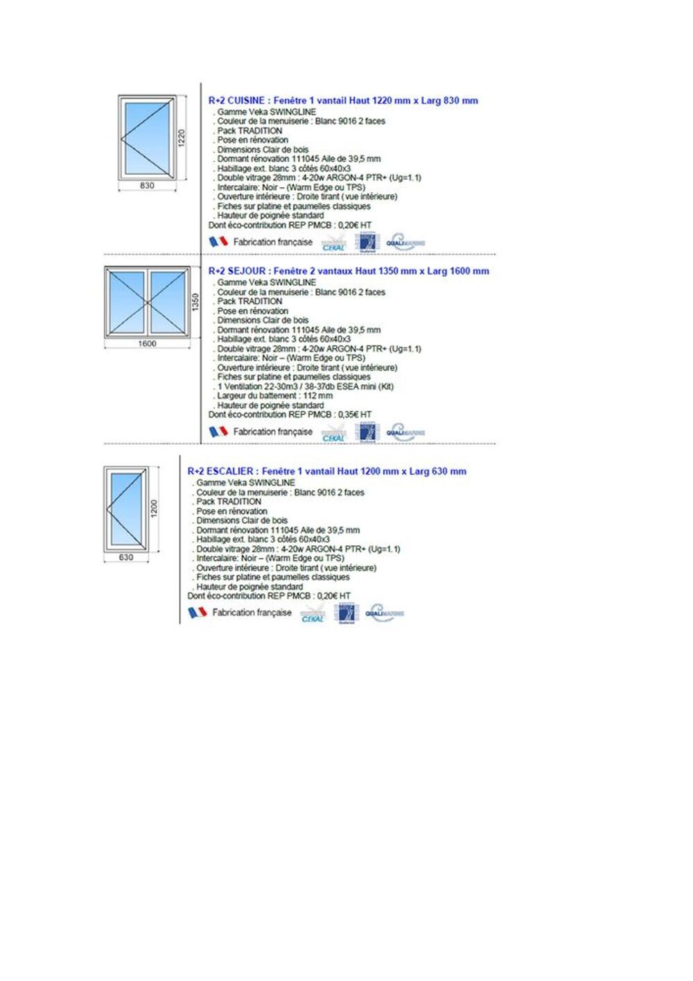 lot de menuiseries PVC neuves Bricolage