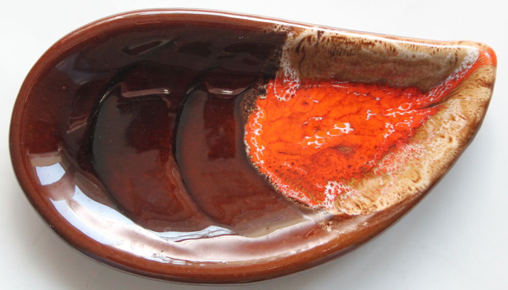 Ceramique vintage 70 orange moule dans l'esprit Vallauris Dcoration