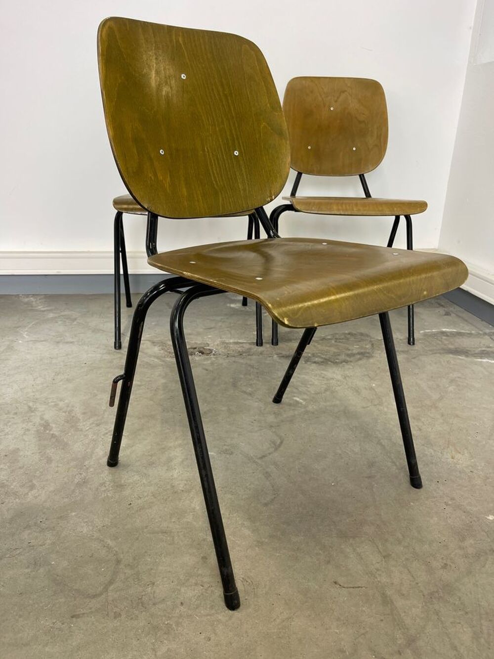 Lot de 3 chaises &eacute;cole ann&eacute;es 70 Pays-Bas Meubles