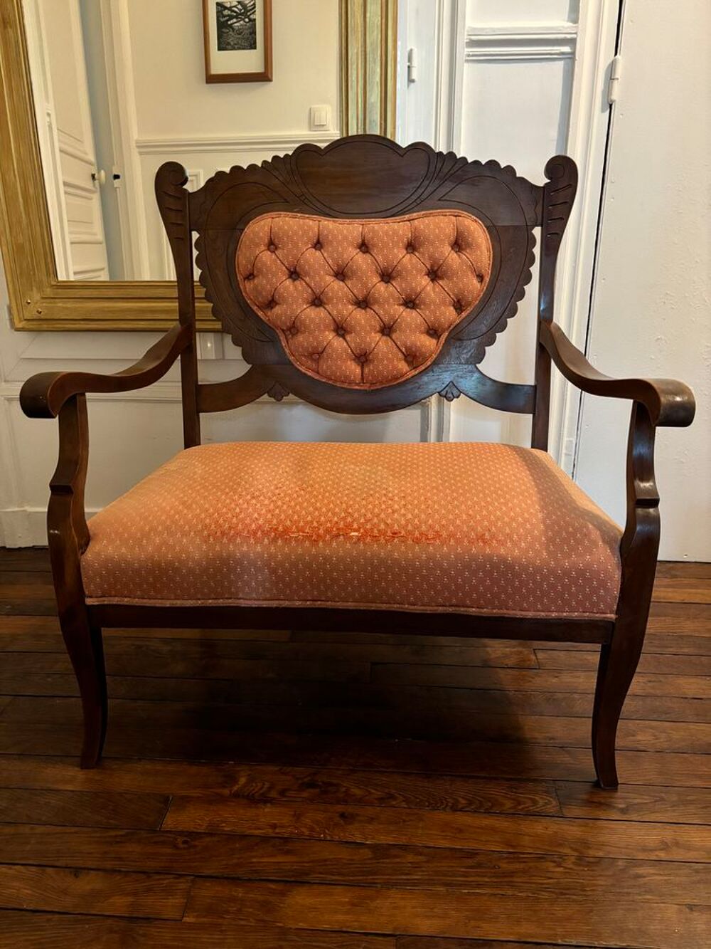 Petite banquette / fauteuil ancienne dit "Love Seat" 
Meubles