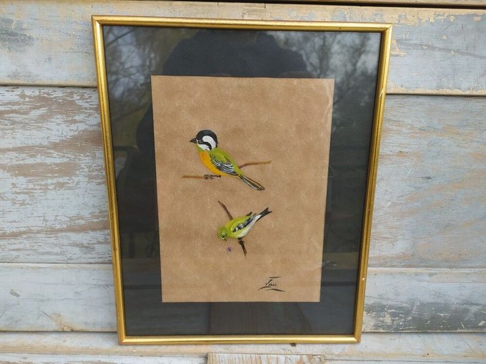 Tableau Ornithologie Oiseau Falconelle &agrave; Casque Sign&eacute; Yvone Décoration