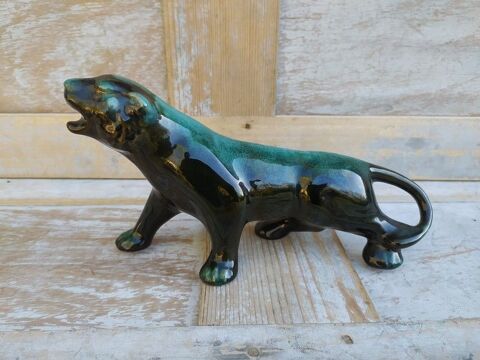 Tigre C�ramique �maill�e Vintage Blue Mountain Pottery 45 Loches (37)