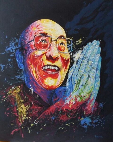 Tableau Peinture : portrait du Dalaï-lama 350 Verneuil-sur-Vienne (87)