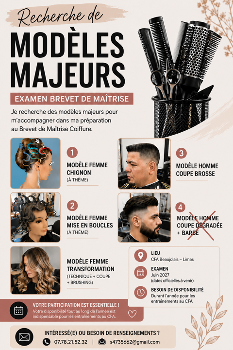 Recherche mod&egrave;le coiffure janvier 2026 0 69400 Limas