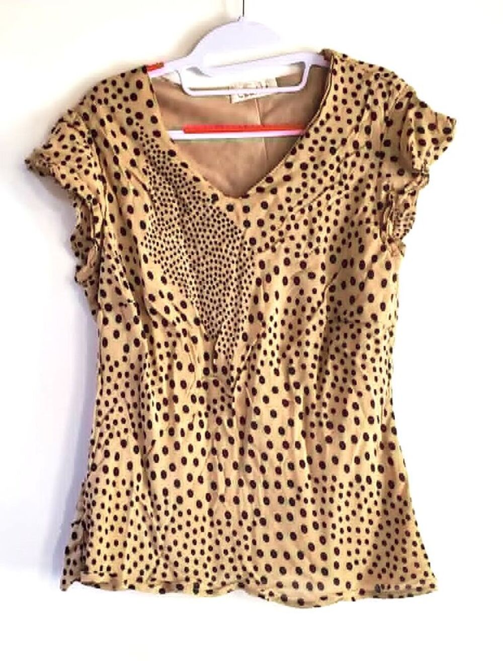 HAUT FEMME BEIGE CAMEL A POIS NOIRS T50 Vêtements