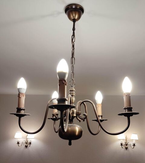 1 lustre-chandelier  5 branches +4 appliques doubles branche 80 Pontoise (95)