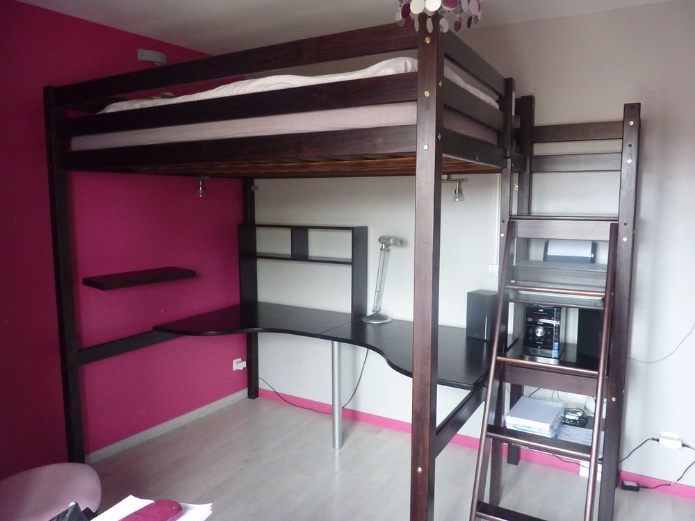 Lit mezzanine 2 personnes avec bureau Meubles
