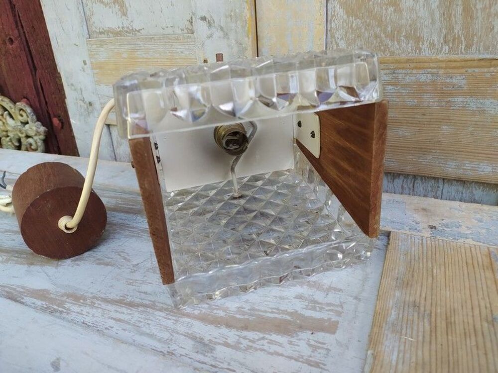 Lampe Suspension Bois et Verre Design Vintage Scandinave Décoration