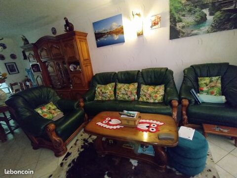 canap cuir + 2 fauteuils et table de salon 600 Isle (87)