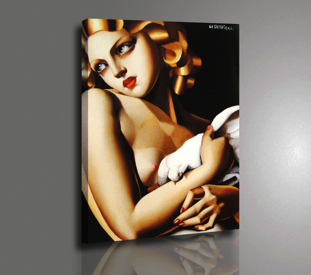 Tableau toile peinture TAMARA DE LEMPICKA FEMME A LA COLOMBE Décoration