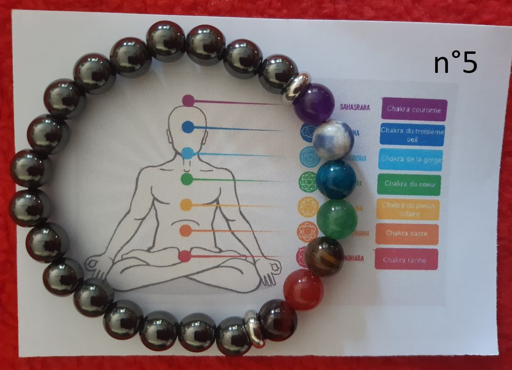 BRACELET 7 CHAKRAS Pierres Naturelles - Pierres de 8mm Bijoux et montres