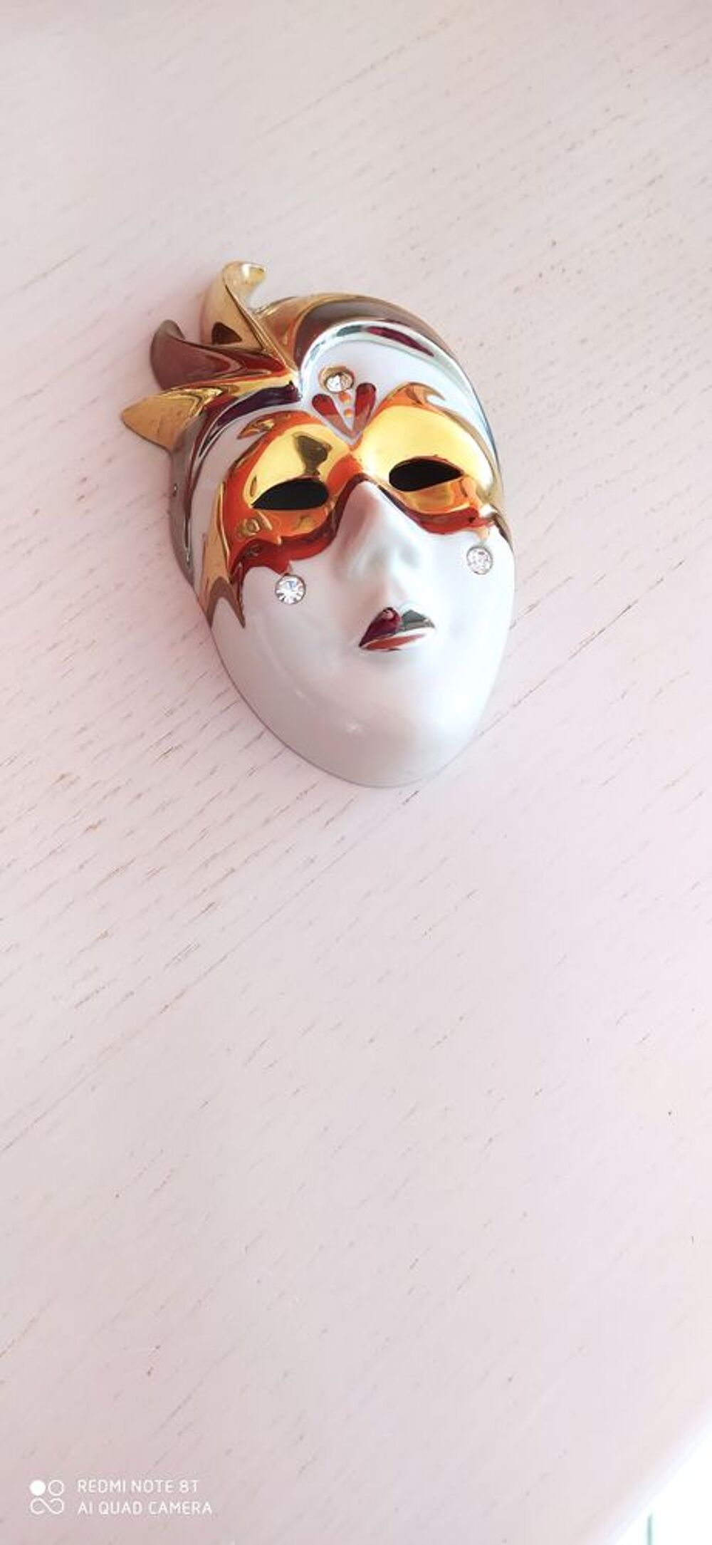 MASQUE VISAGE PORCELAINE GALOS - ART D&Eacute;CO - OR ET PLATINE D�coration