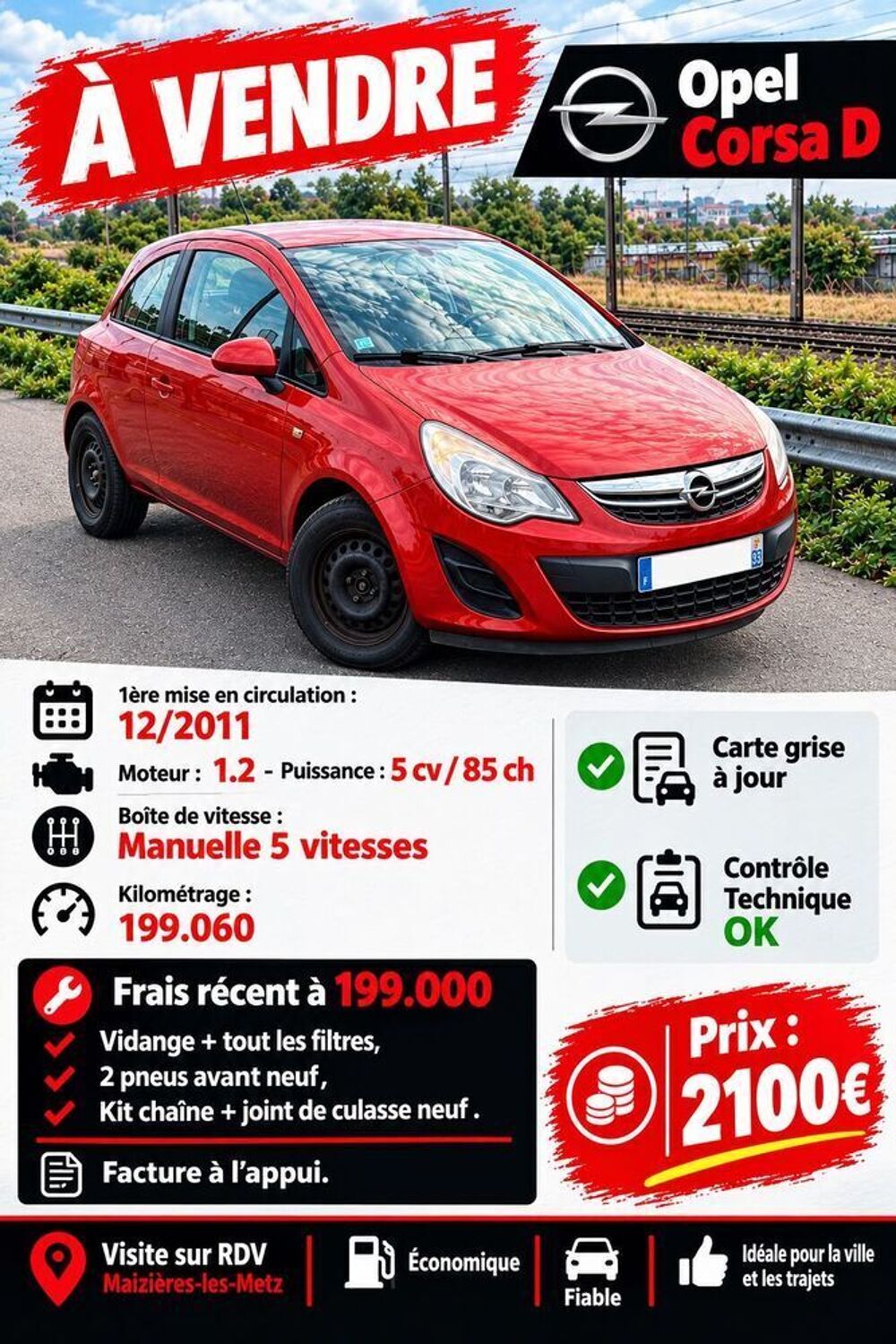 Corsa 1.2 - 85 ch Twinport Top 2011 occasion 57280 Maizi&egrave;res-l&egrave;s-Metz