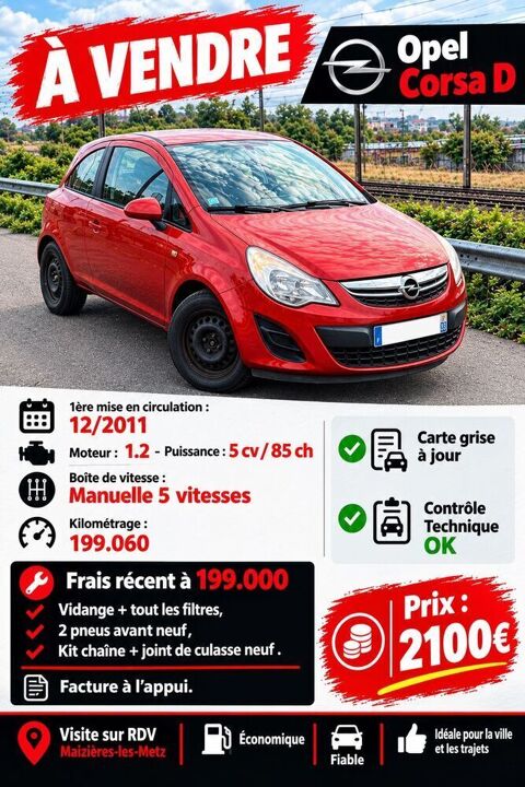 Opel Corsa 1.2 - 85 ch Twinport Top 2011 occasion Maizi&egrave;res-l&egrave;s-Metz 57280